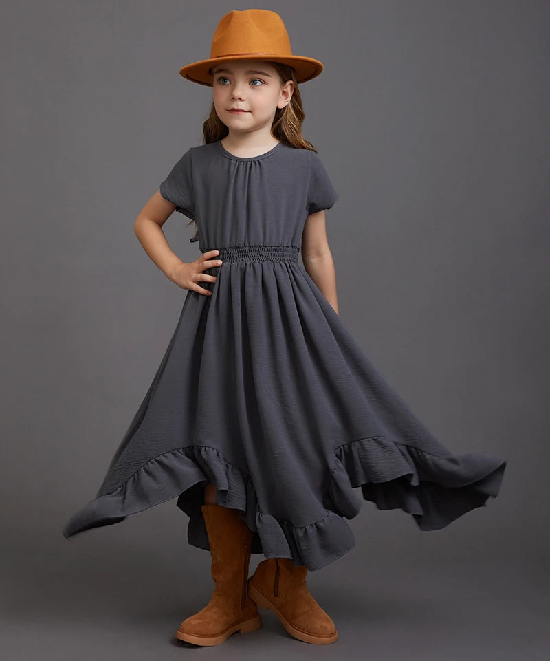 Lace Design Kids Girls Long Cotton Dresses for Summer childrensterritory