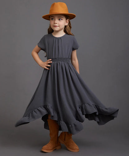 Lace Design Kids Girls Long Cotton Dresses for Summer childrensterritory