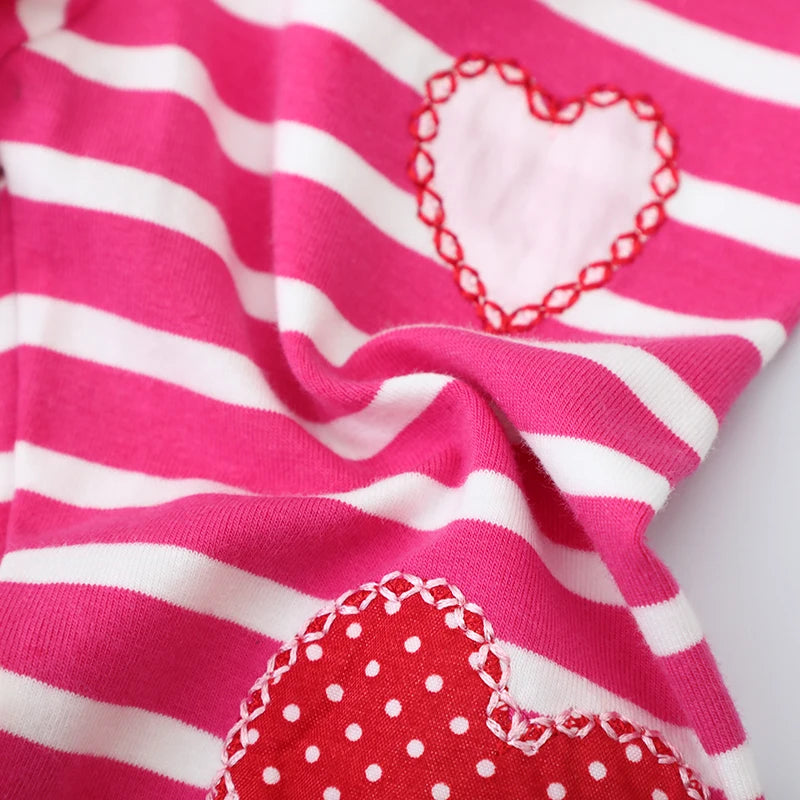 Cute Heart Striped Design Cotton Pants For Girls childrensterritory