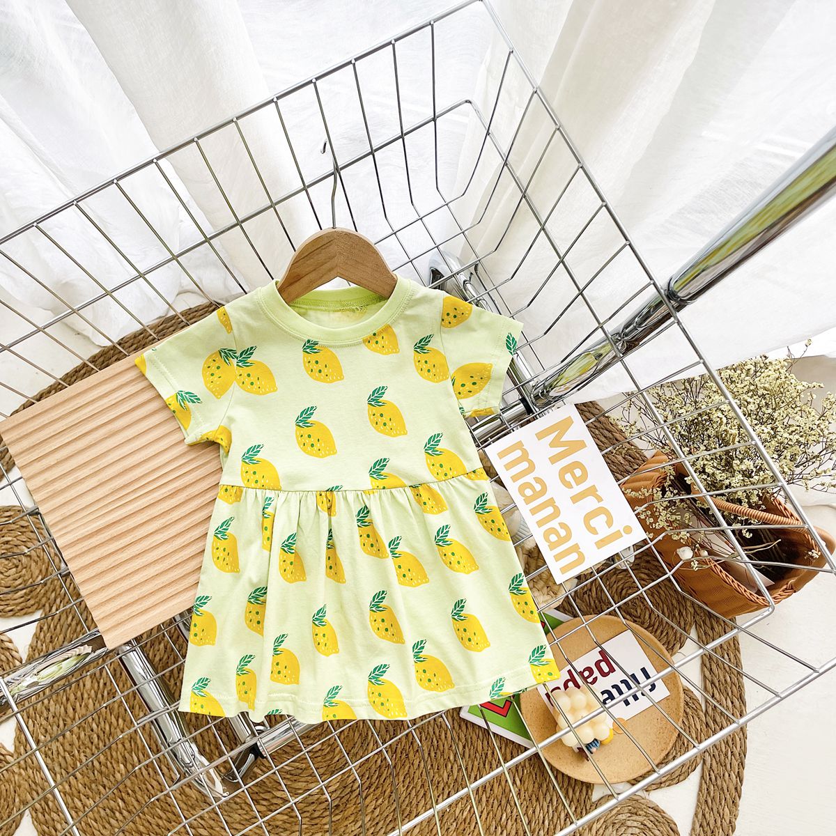 Fruit Print Little Girls Summer Holiday Cotton Dresses childrensterritory