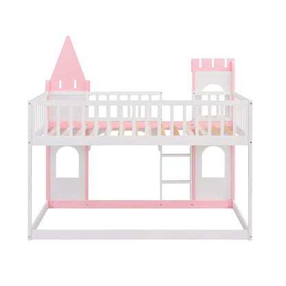 Twin Over Twin Castle Bunk Bed with Ladder childrensterritory