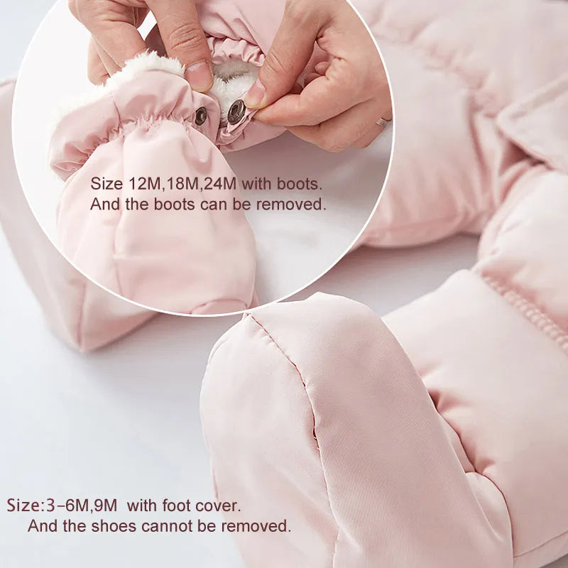 Baby Thick Warm Hooded Fleece Rompers Snowsuit childrensterritory