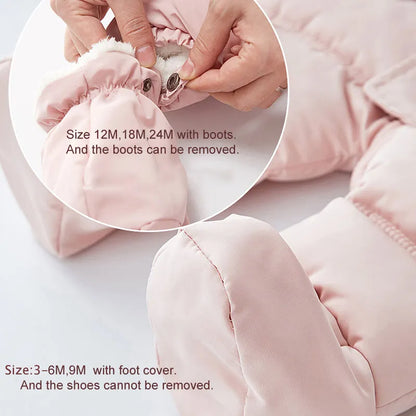 Baby Thick Warm Hooded Fleece Rompers Snowsuit childrensterritory