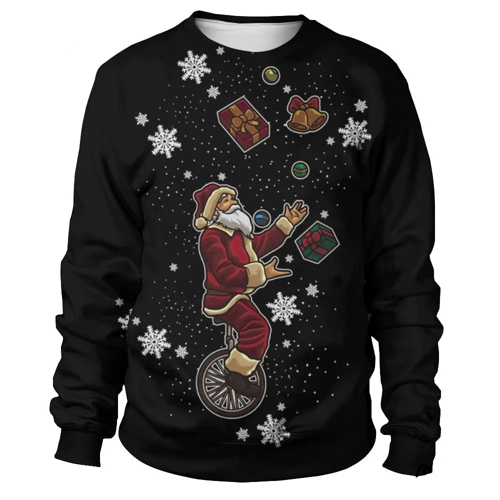 Funny Santa Claus Printed Sweatshirts For Men childrensterritory