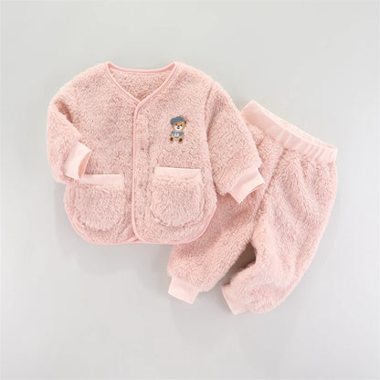 Kids Cartoon Design Long Sleeves Warm Clothing Set childrensterritory