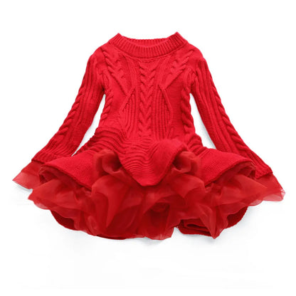 Kids Girls Ruffle Long Sleeve Warm Princess Dresses childrensterritory