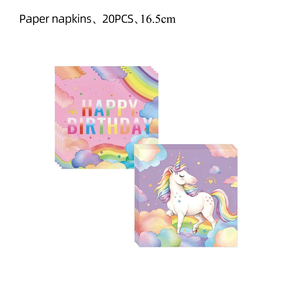Kids Unicorn Theme Birthday Party Decorations Set
