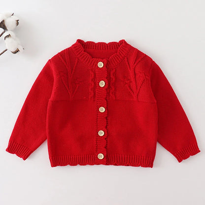 Baby Flowers Embroidered Long Sleeves Knitted Cardigans childrensterritory