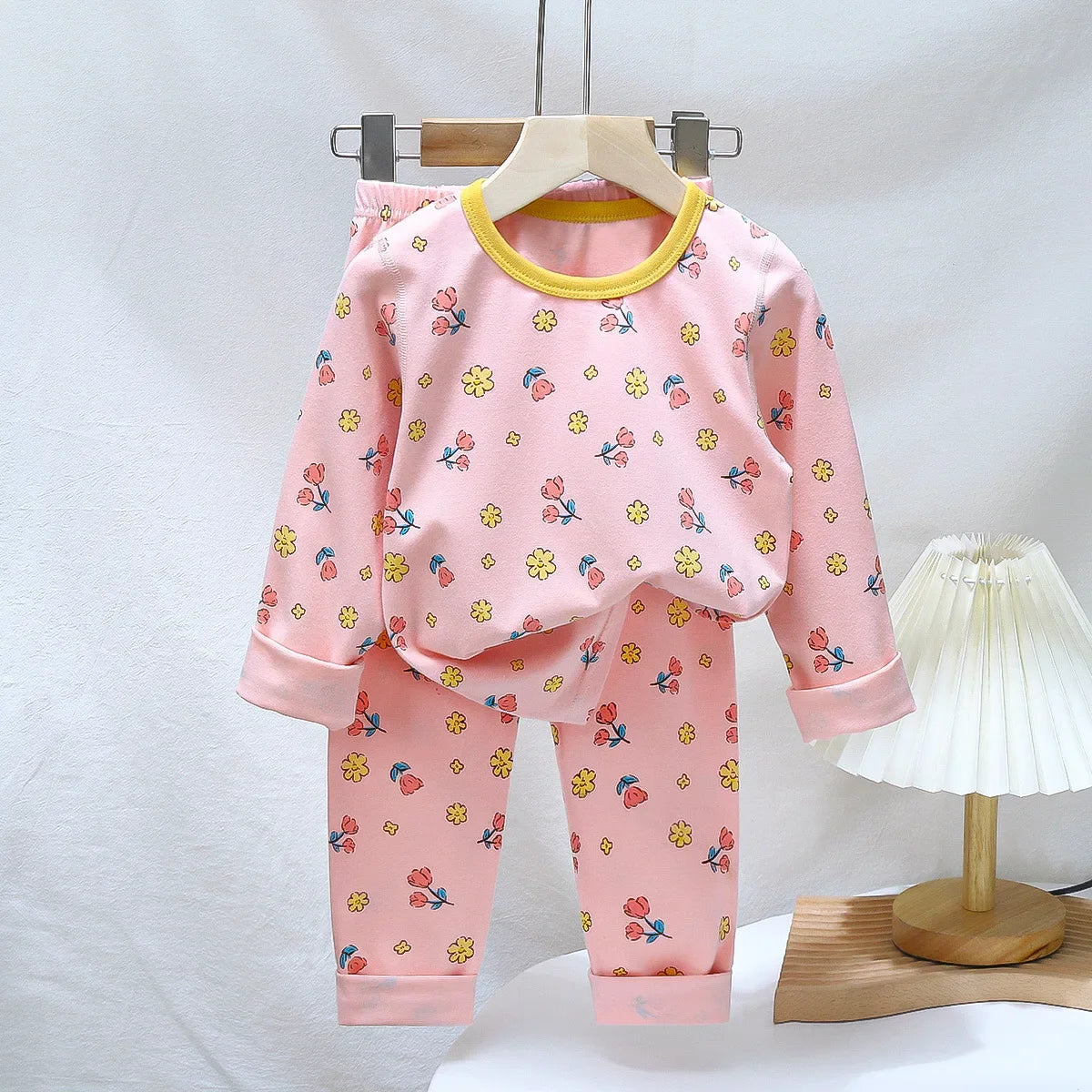 Cartoon Print Long Sleeve Lycra Pajamas Set for Kids childrensterritory