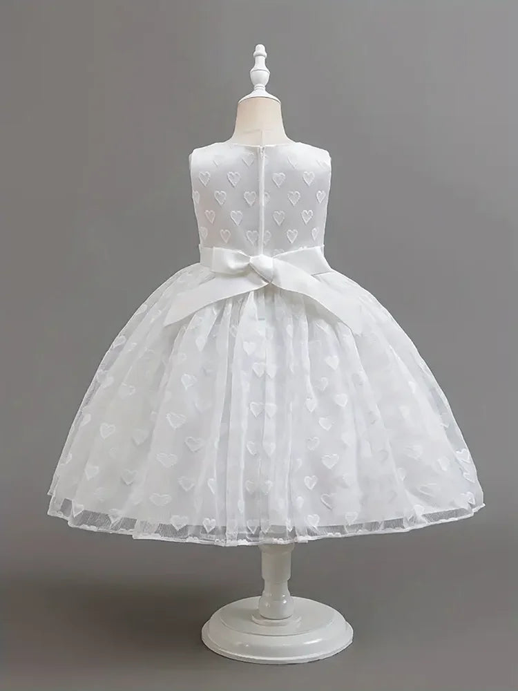 Girls' Elegant Bow Design Lace Party Dresses