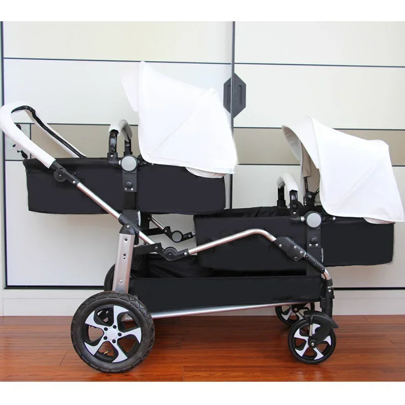 2 in-1 PU Leather Waterproof Twins Baby Stroller childrensterritory