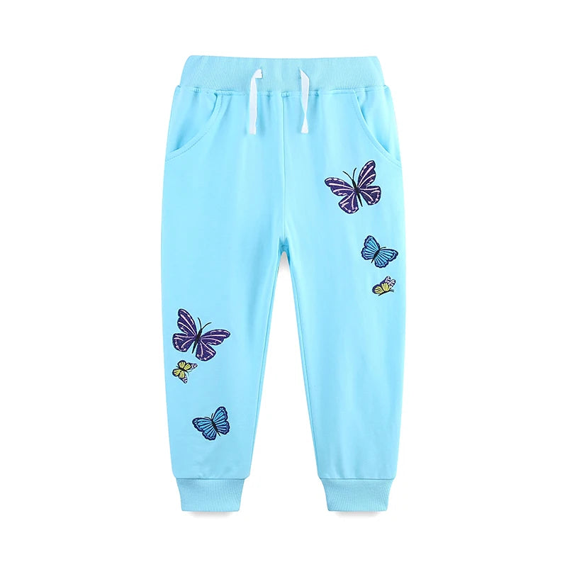 Cartoon Butterfly Embroidery Toddler Girls Warm Trousers childrensterritory