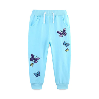 Cartoon Butterfly Embroidery Toddler Girls Warm Trousers childrensterritory