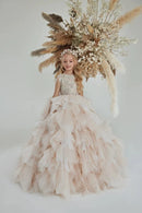 Elegant Kids Girls Tulle Ruffles Beaded Communion Dress childrensterritory