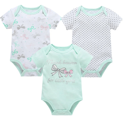 3PCS/Lot Newborn Baby Cartoon Printed Summer Romper