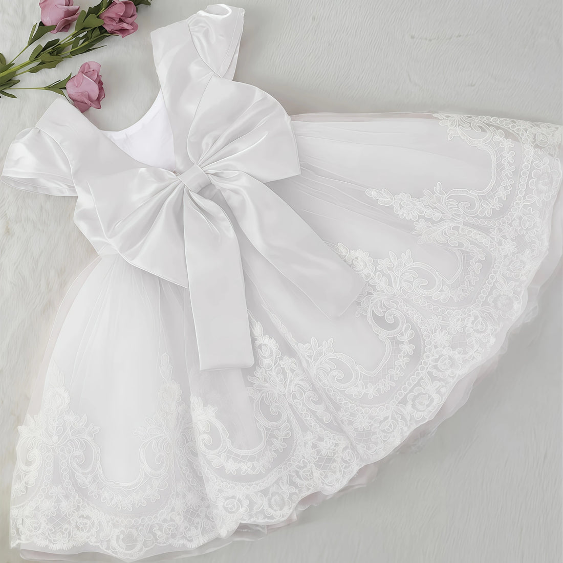 Girls Embroidery Bow Design Princess Dresses