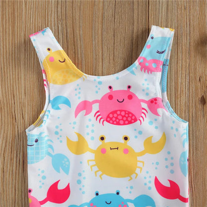 Baby Girls Soft Printed One-Two-piece Swimsuit