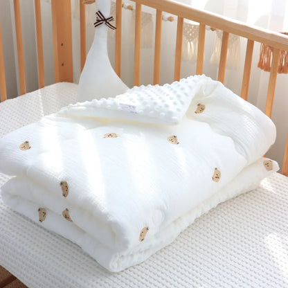 Baby Embroidered Crib Blanket with Filler For Winter