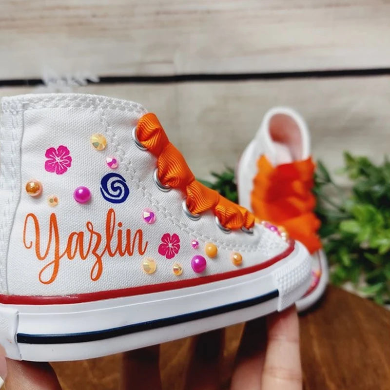 Personalized Rhinestone Design Kids Canvas Shoes childrensterritory