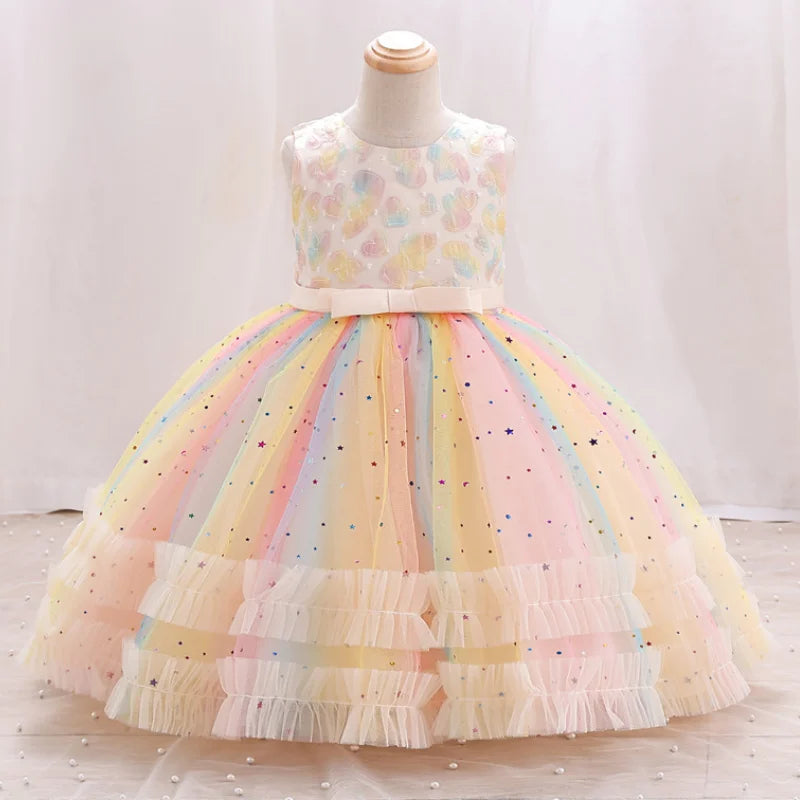 Little Girls Colorful Embroidered Sequin Evening Dresses childrensterritory