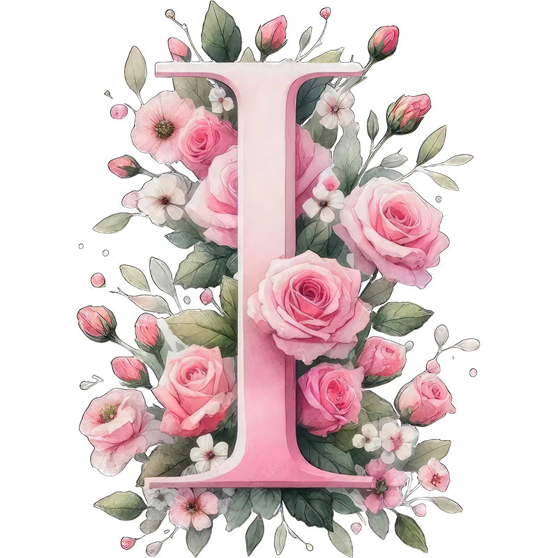 Self-Adhesive Pink Flower Letter Art Wall Decals childrensterritory