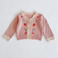 Solid Color Long Sleeve Infant Girls Knitted Cardigans childrensterritory