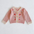Solid Color Long Sleeve Infant Girls Knitted Cardigans childrensterritory