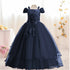 Kids Girls Lace Embroidery Bridesmaid Party Dress childrensterritory