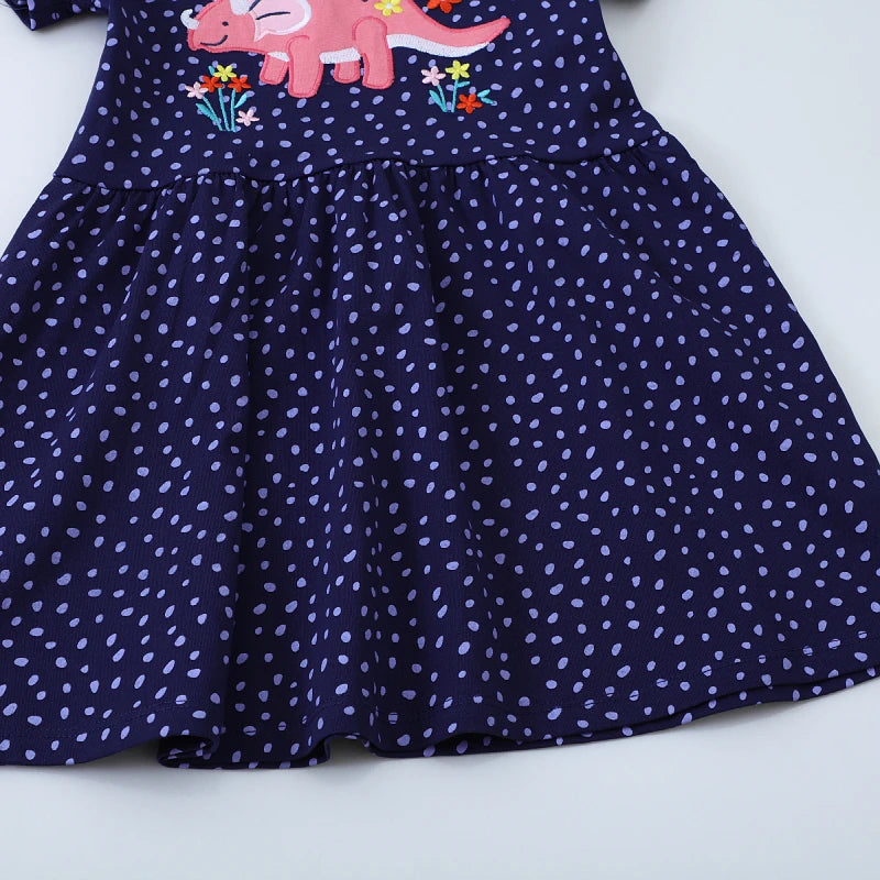 Kids Girls Cartoon Embroidered Summer Dresses childrensterritory
