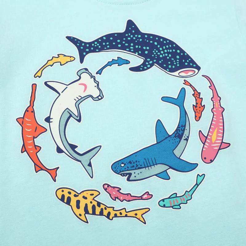 Kids Cartoon Printed Cotton Tees for Summer