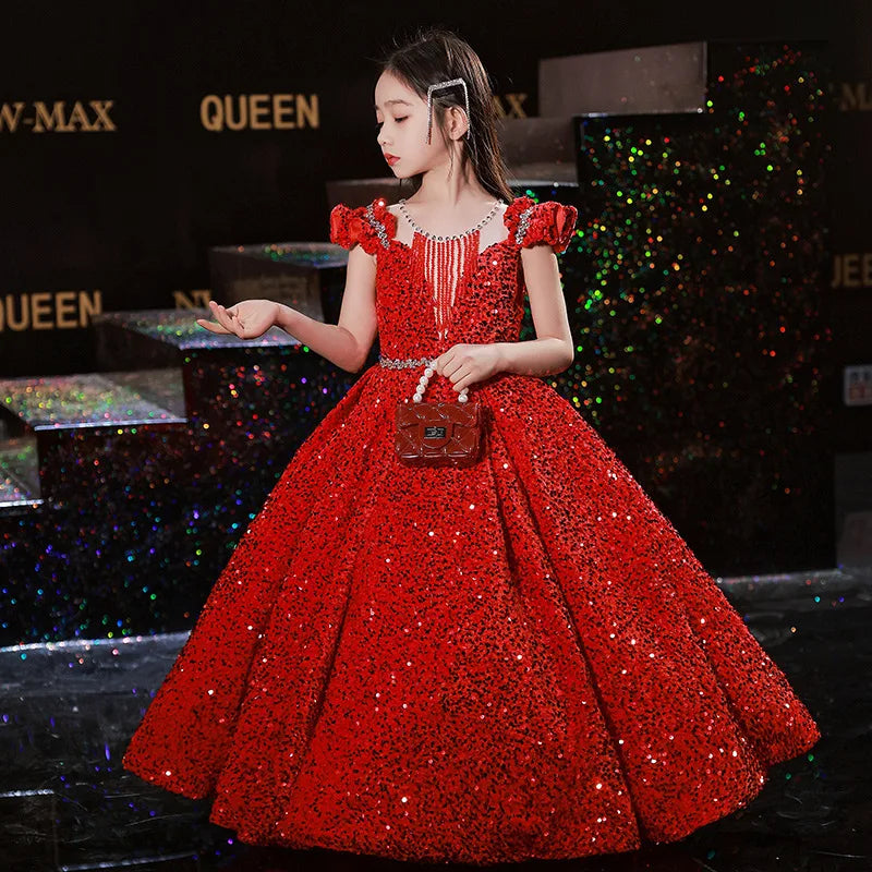 Kids Girls Elegant Princess Sequin Evening Prom Party Dresses/Gown childrensterritory