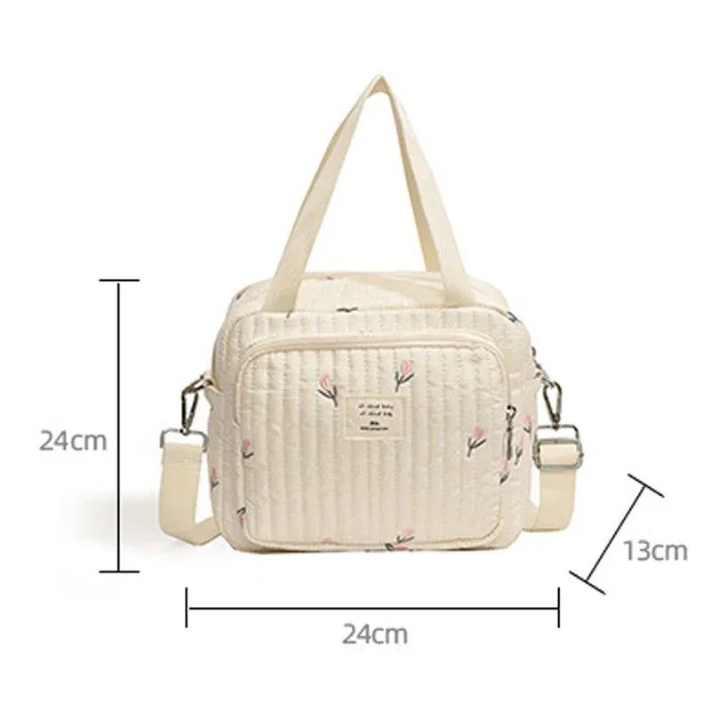 Flower and Bear Embroidery Design Baby Diaper Handbag