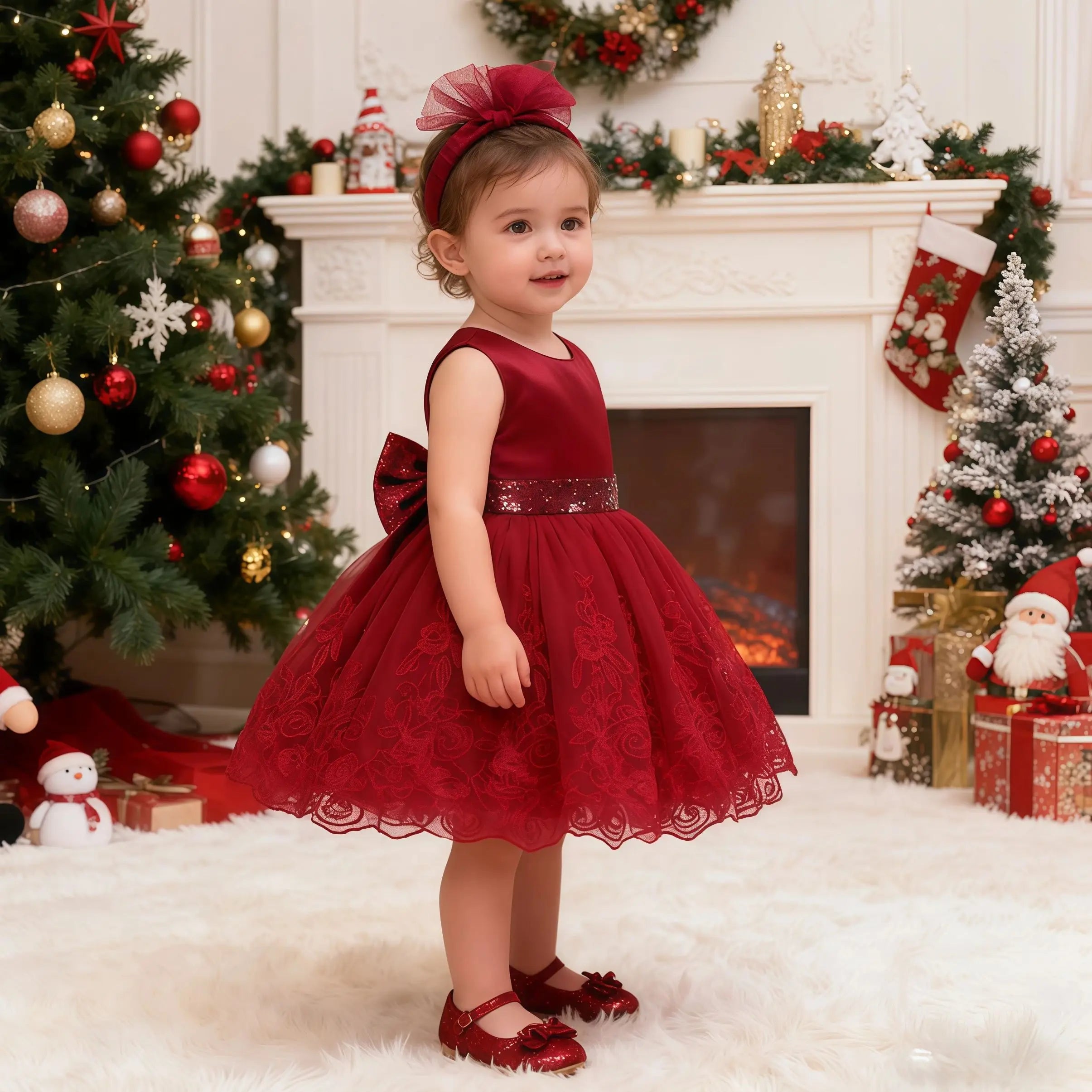Baby Girls' Sleeveless Bow Design Elegant Party Dresses childrensterritory