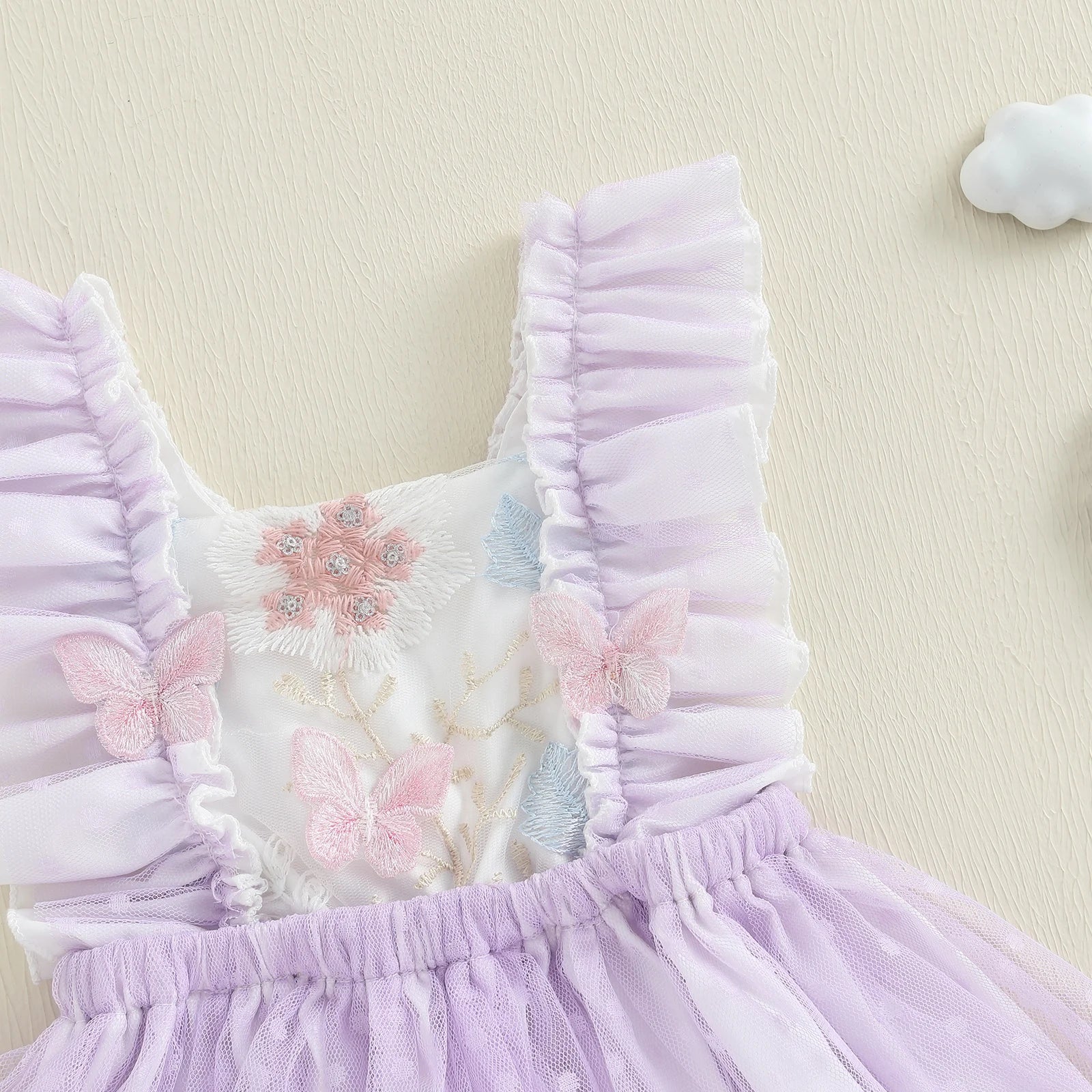 Baby Girl Ruffled Tulle Butterfly Embroidery Princess Dress