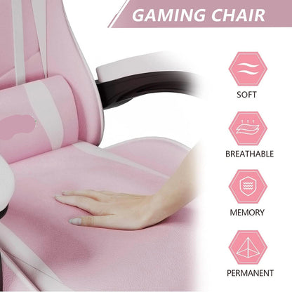 Adjustable Gamer Chairs with Lumbar Cushion + Headrest childrensterritory