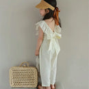 Summertime Girls' Bowknot Nylon Lace Design Textured Top + Pants childrensterritory