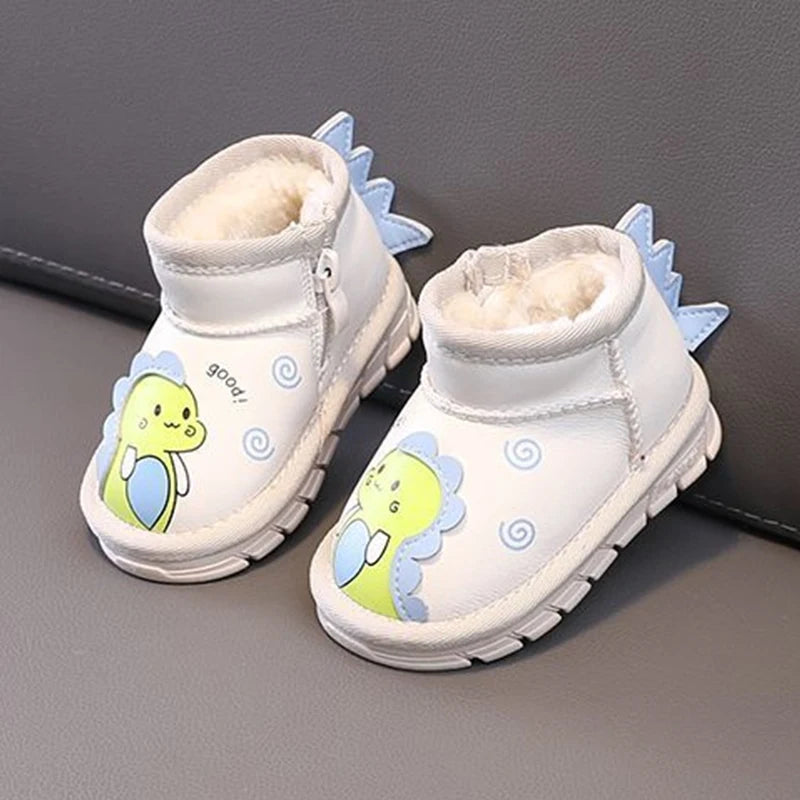Kids Cartoon Dinosaur Design Warm Snow Boots childrensterritory