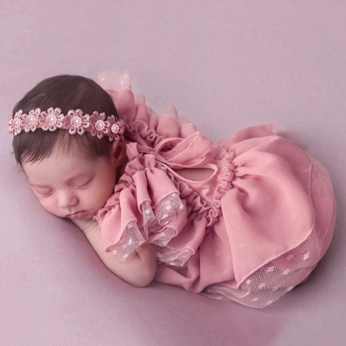 Newborn 2 Pieces Romper and Bow Hairband Photography Outfit