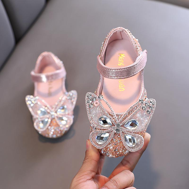 Kids Girls Pearl Butterfly Design Princess Party Shoes childrensterritory