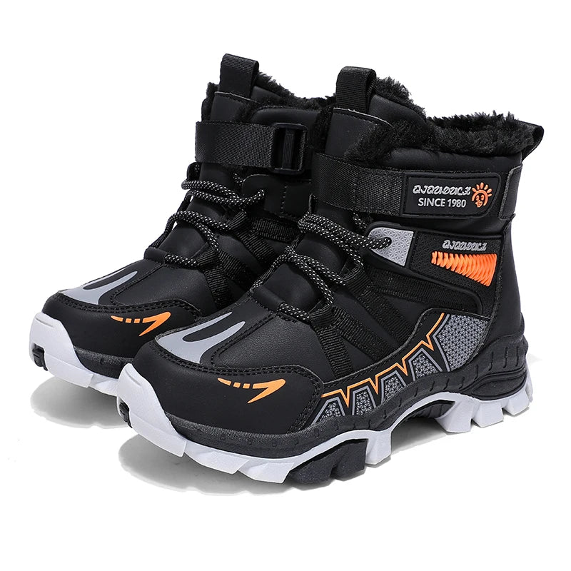 Anti-slip Kids Boys Ankle Boots with Motorcycle Hook and Loop