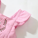 Little Girls Floral Appliques Design Summer Dress with Pockets childrensterritory
