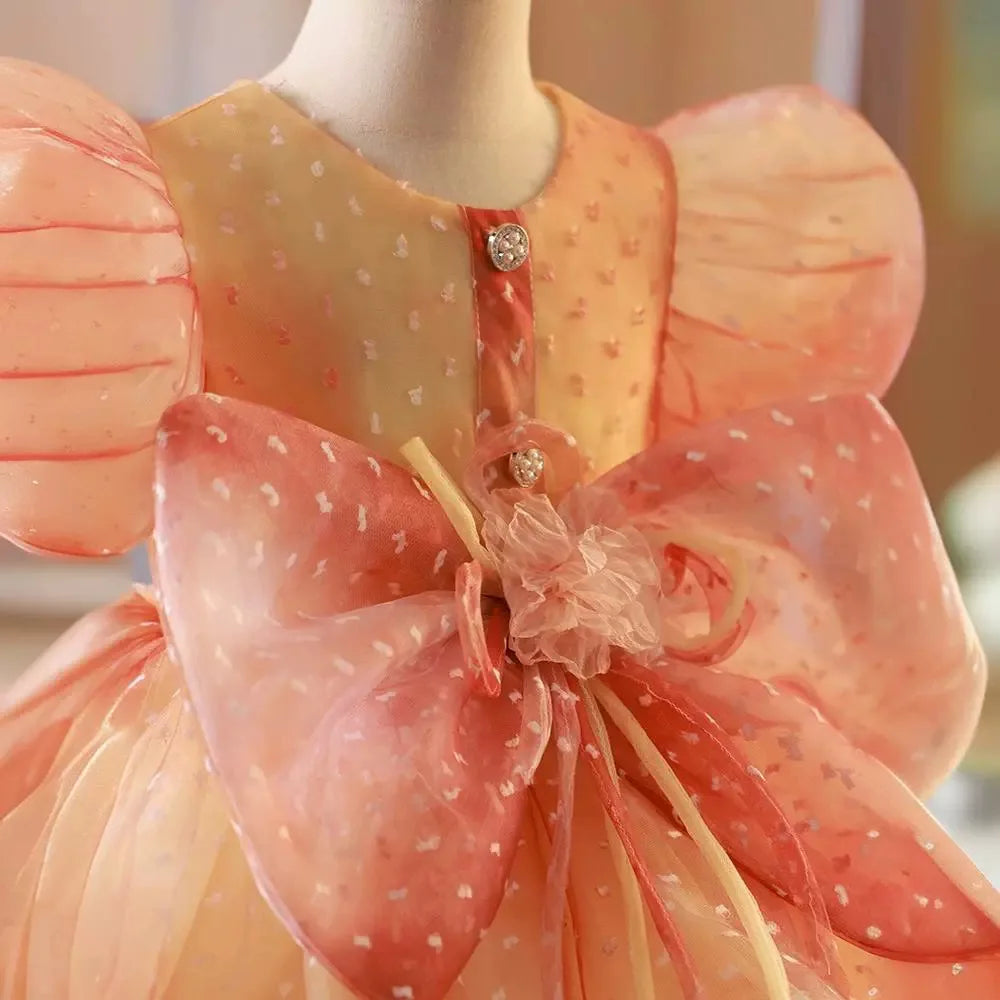 Elegant Bow Design Little Girls Princess Party Dress