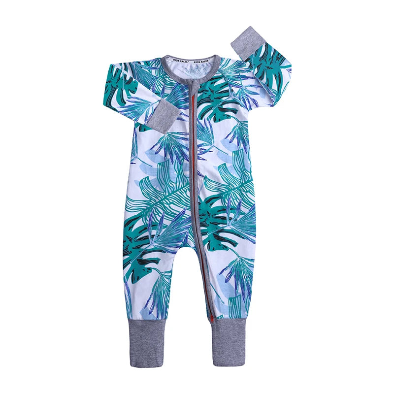 Long Sleeves Printed Baby Girl/Boy Zipper Bodysuits