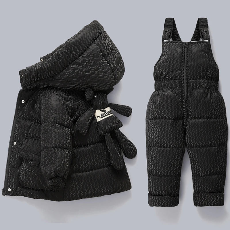 Little Boys Girls Thick Warm Down Jacket Jumpsuit Clothing Set childrensterritory
