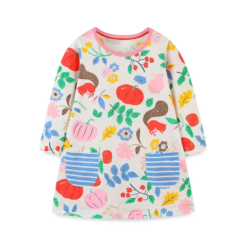Kids Girls Cats Embroidery Birthday Frocks