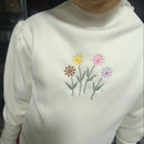 Girls' Long-Sleeved Flower Embroidery Design Winter Sweater