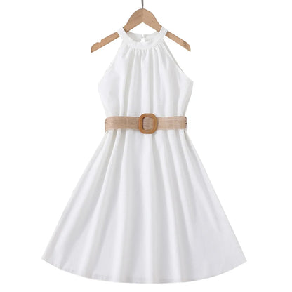 Kids Girls Off Shoulder Formal Summer Party Dresses With Belt