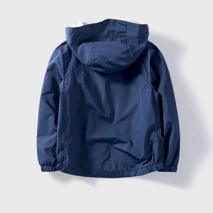 Kids Boys Solid Color Windproof Hooded Jacket childrensterritory