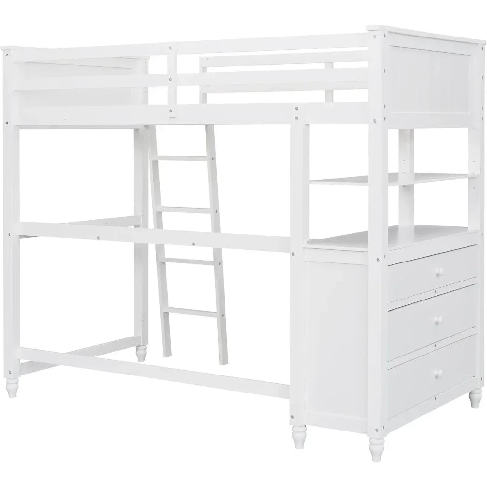 Twin Size Wooden Bed with Storage Drawers for Kids
