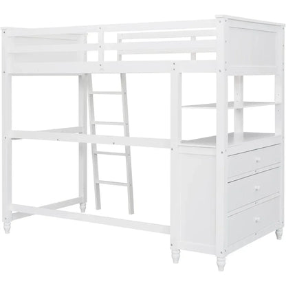 Twin Size Wooden Bed with Storage Drawers for Kids childrensterritory